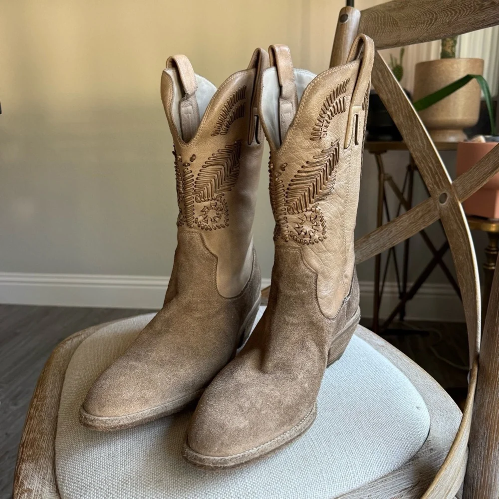 Free People Marco Delli Boho Butterfly Western Boots - Picture 3 of 16